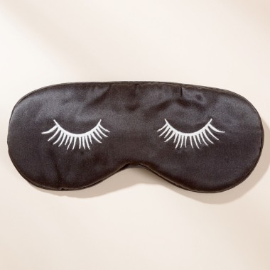 Black Silk Eye Mask with Printed Eyelashes Canada