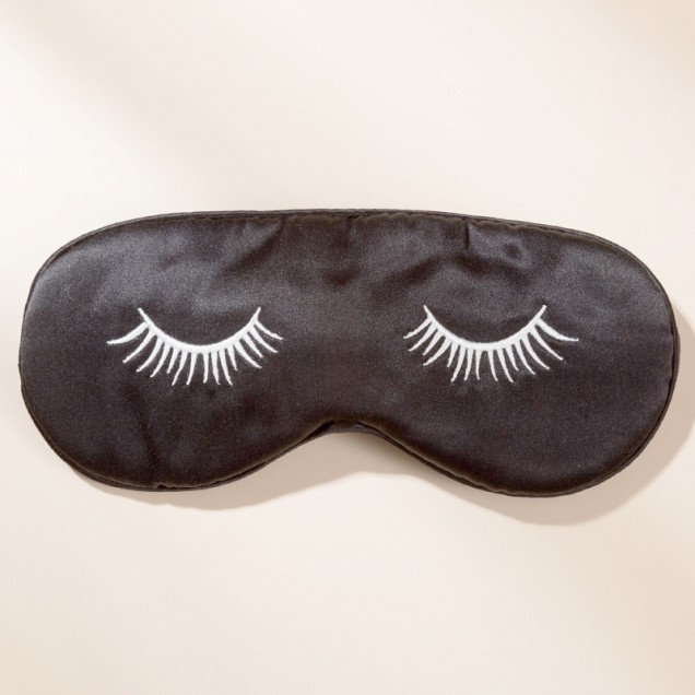 Black Silk Eye Mask with Printed Eyelashes Canada