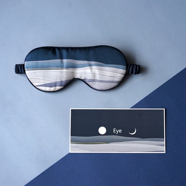 Navy Printed Silk Eye Mask Canada