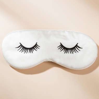 White Silk Eye Mask with Printed Eyelashes Canada