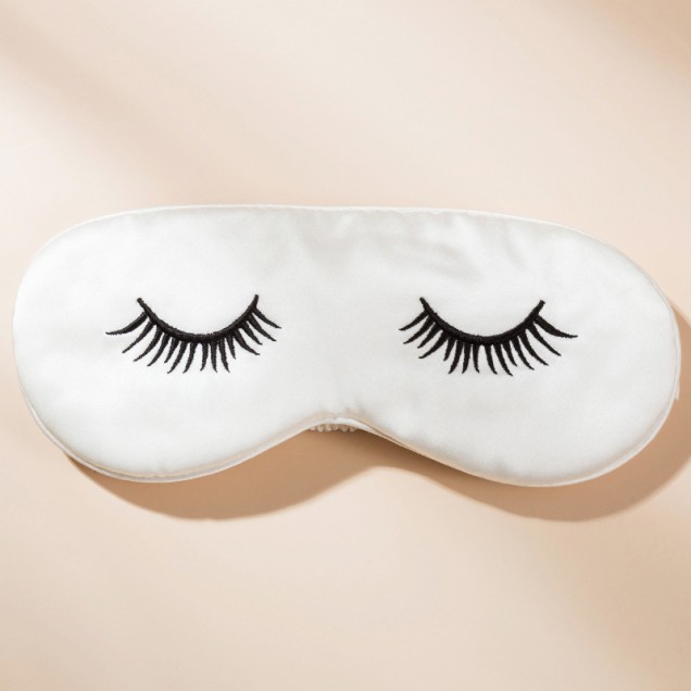 White Silk Eye Mask with Printed Eyelashes Canada