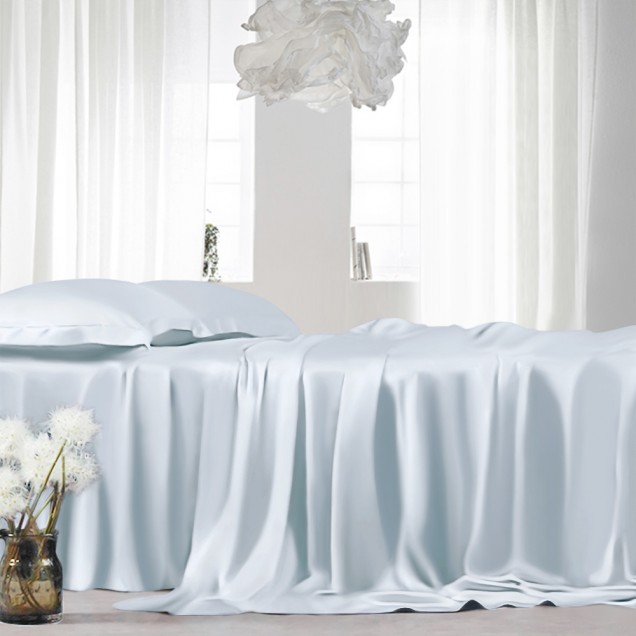 Alice Blue 22 Momme Mulberry Silk Flat Sheet Canada Alice Blue 22 Momme Mulberry Silk Flat Sheet Canada