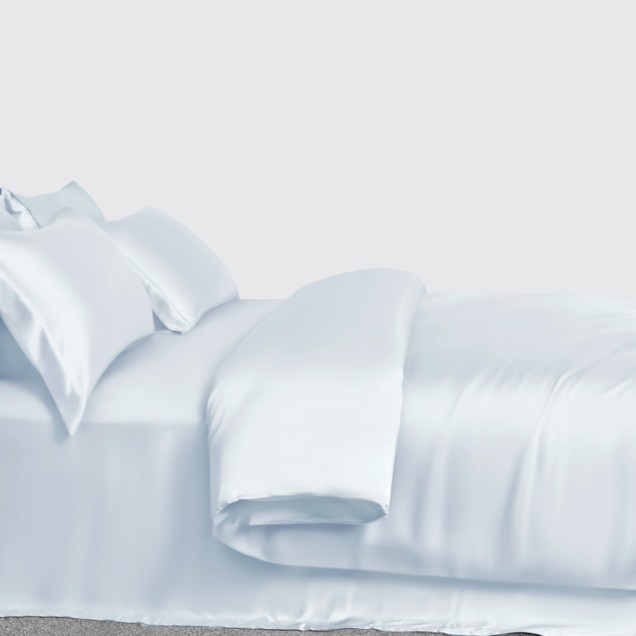 Alice Blue 3 PCS 22 Momme Mulberry Silk Duvet Cover Set Canada