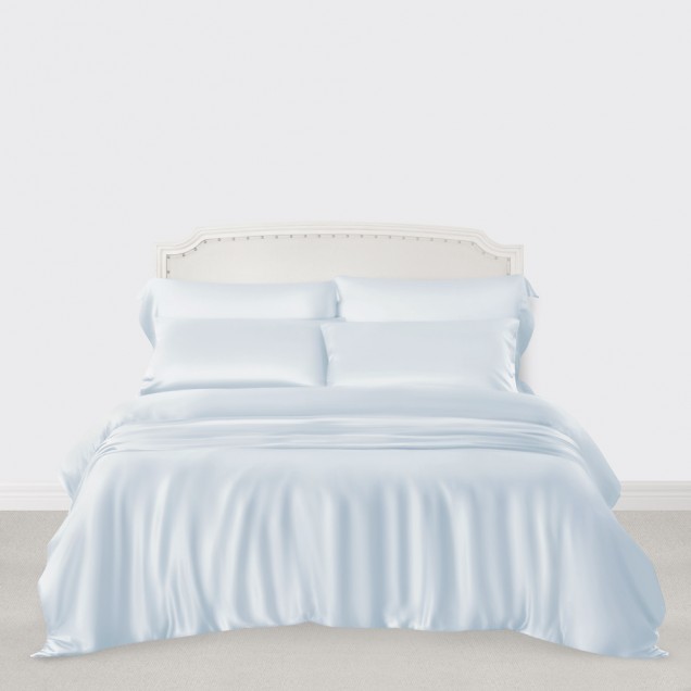 Alice Blue 3 PCS 22 Momme Mulberry Silk Duvet Cover Set Canada