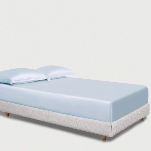 Baby Blue 22 Momme Mulberry Silk Fitted Sheet Canada Baby Blue 22 Momme Mulberry Silk Fitted Sheet Canada