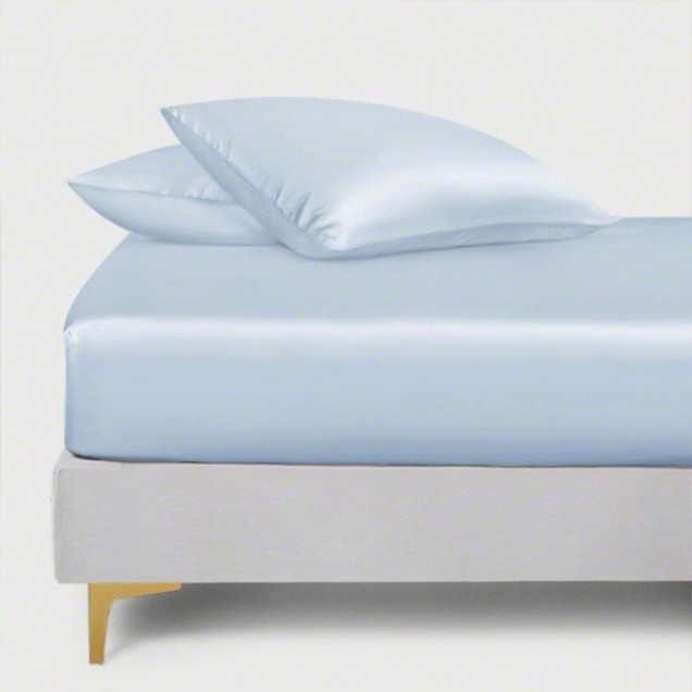 Baby Blue 22 Momme Mulberry Silk Fitted Sheet Canada Baby Blue 22 Momme Mulberry Silk Fitted Sheet Canada