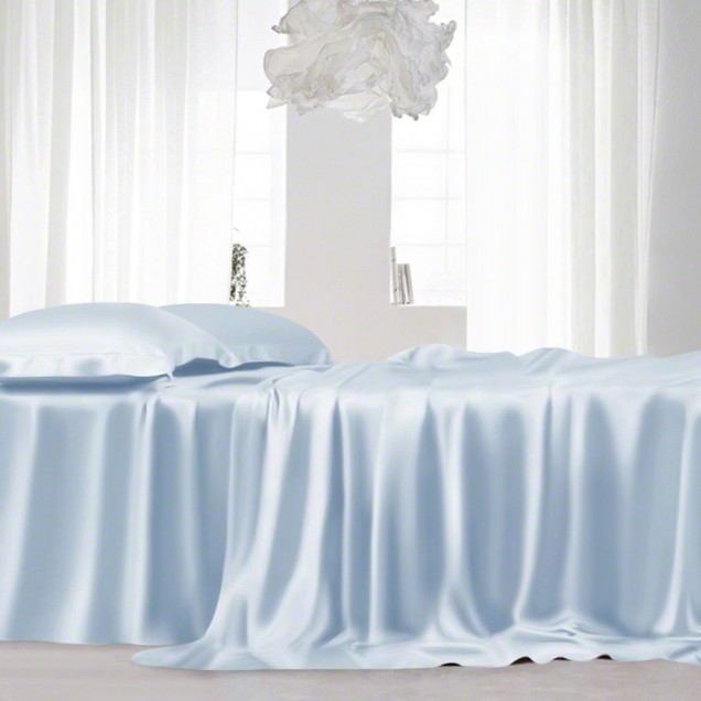 Baby Blue 22 Momme Mulberry Silk Sheet Set Canada Baby Blue 22 Momme Mulberry Silk Sheet Set Canada
