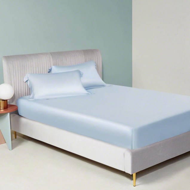 Baby Blue 22 Momme Mulberry Silk Sheet Set Canada Baby Blue 22 Momme Mulberry Silk Sheet Set Canada