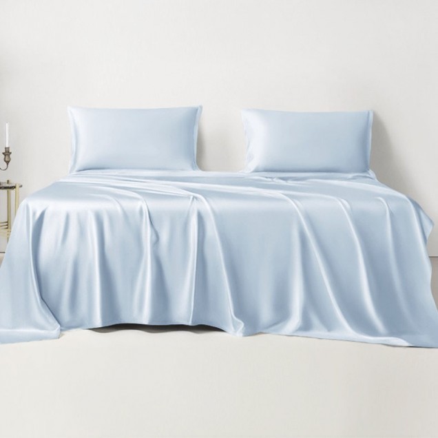 Baby Blue 22 Momme Mulberry Silk Sheet Set Canada Baby Blue 22 Momme Mulberry Silk Sheet Set Canada