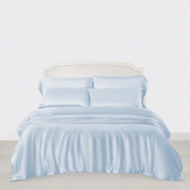 Baby Blue 3 PCS 22 Momme Mulberry Silk Duvet Cover Set Canada