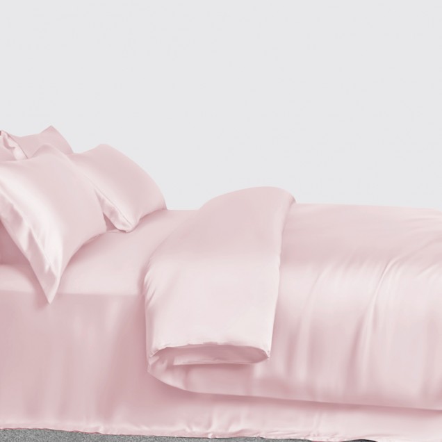 Baby Pink 3 PCS 22 Momme Mulberry Silk Duvet Cover Set Canada