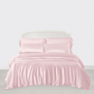 Baby Pink 3 PCS 22 Momme Mulberry Silk Duvet Cover Set Canada