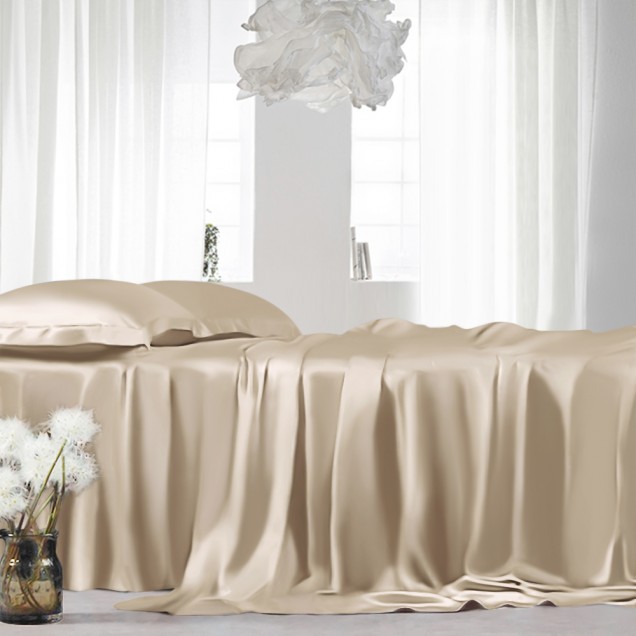 Beige 22 Momme Mulberry Silk Sheet Set Canada Beige 22 Momme Mulberry Silk Sheet Set Canada