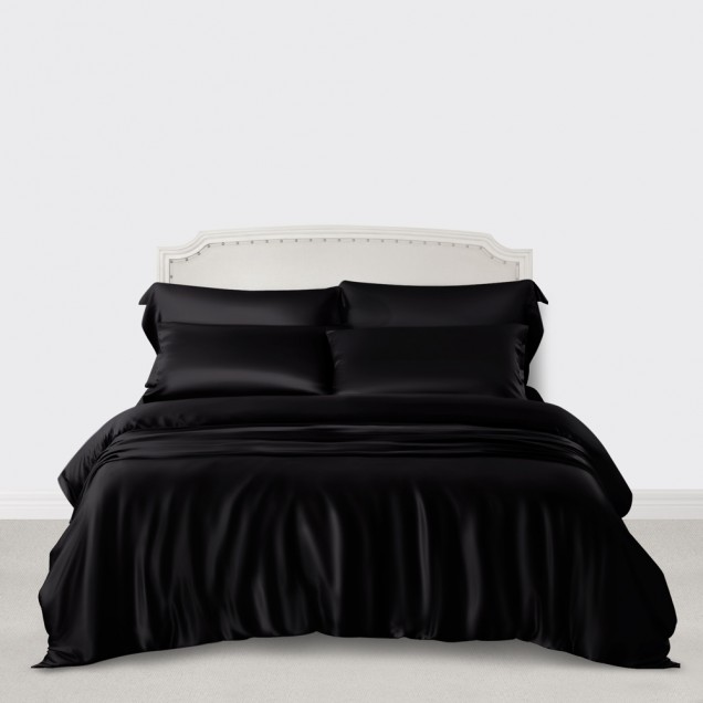 Black 3 PCS 22 Momme Mulberry Silk Duvet Cover Set Canada Black 3 PCS 22 Momme Mulberry Silk Duvet Cover Set Canada