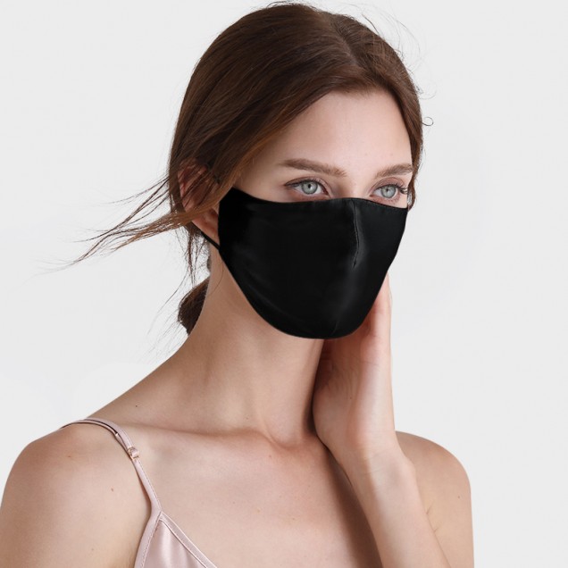 Black Double-Sided 22 Momme Silk Face Mask Canada Black Double-Sided 22 Momme Silk Face Mask Canada