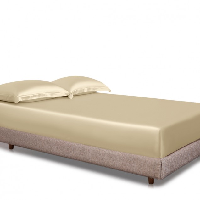 Champagne 22 Momme Mulberry Silk Fitted Sheet Canada Champagne 22 Momme Mulberry Silk Fitted Sheet Canada