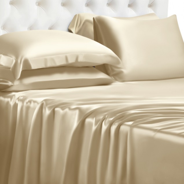 Champagne 22 Momme Mulberry Silk Fitted Sheet Canada Champagne 22 Momme Mulberry Silk Fitted Sheet Canada