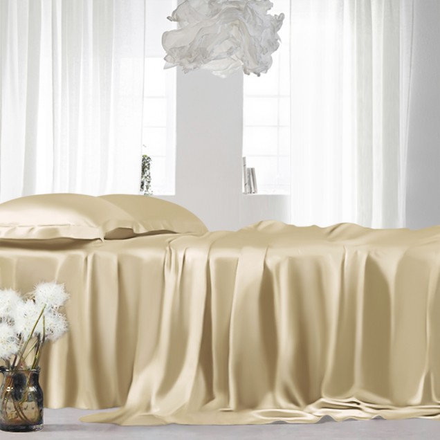 Champagne 22 Momme Mulberry Silk Flat Sheet Canada Champagne 22 Momme Mulberry Silk Flat Sheet Canada
