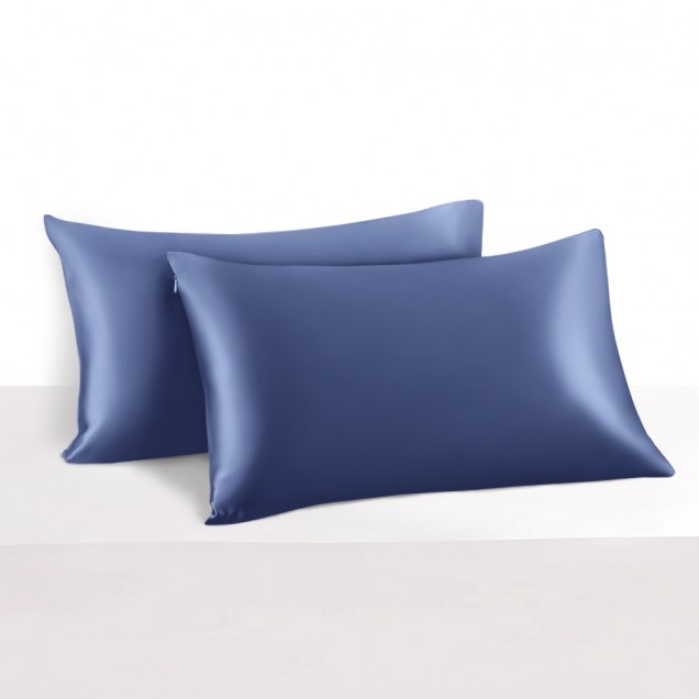 Dark Blue 22 Momme Mulberry Silk Pillowcase with Hidden Zipper Canada Dark Blue 22 Momme Mulberry Silk Pillowcase with Hidden Zipper Canada