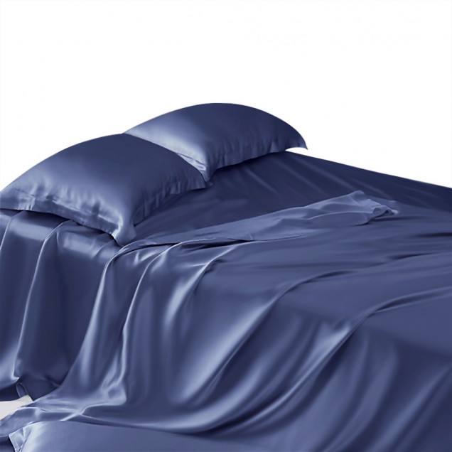 Dark Blue 22 Momme Mulberry Silk Sheet Set Canada Dark Blue 22 Momme Mulberry Silk Sheet Set Canada