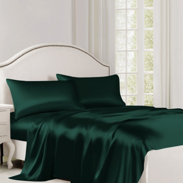 Dark Green 22 Momme Mulberry Silk Flat Sheet Canada Dark Green 22 Momme Mulberry Silk Flat Sheet Canada