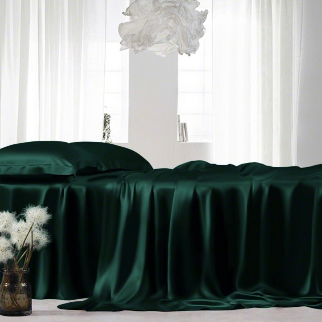 Dark Green 22 Momme Mulberry Silk Sheet Set Canada Dark Green 22 Momme Mulberry Silk Sheet Set Canada