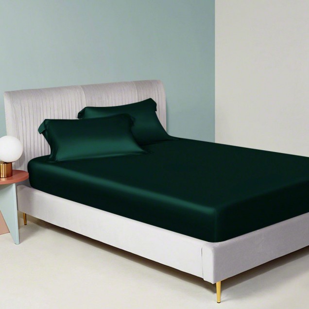Dark Green 22 Momme Mulberry Silk Sheet Set Canada Dark Green 22 Momme Mulberry Silk Sheet Set Canada