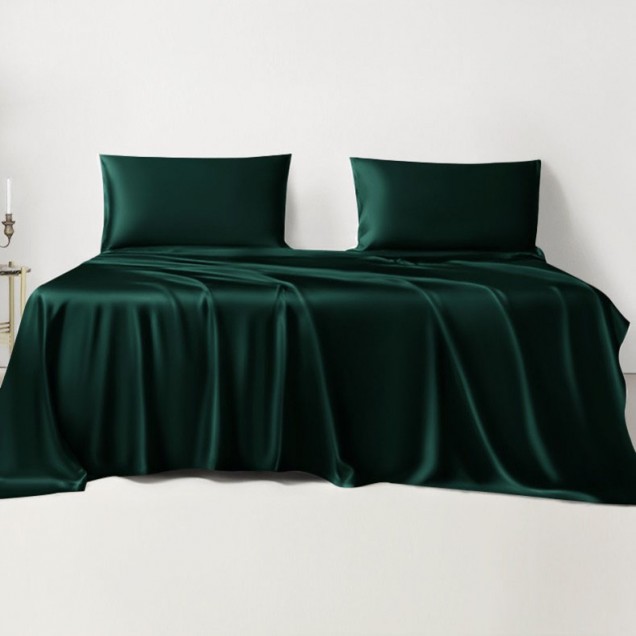 Dark Green 22 Momme Mulberry Silk Sheet Set Canada Dark Green 22 Momme Mulberry Silk Sheet Set Canada
