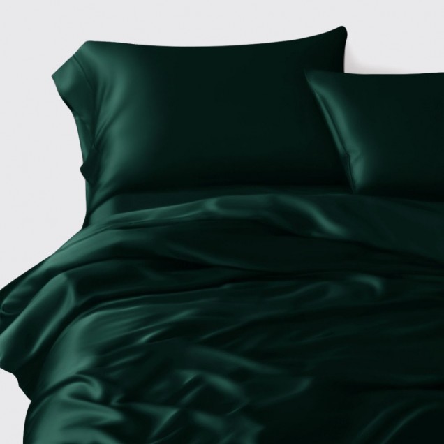 Dark Green 3 PCS 22 Momme Mulberry Silk Duvet Cover Set Canada Dark Green 3 PCS 22 Momme Mulberry Silk Duvet Cover Set Canada