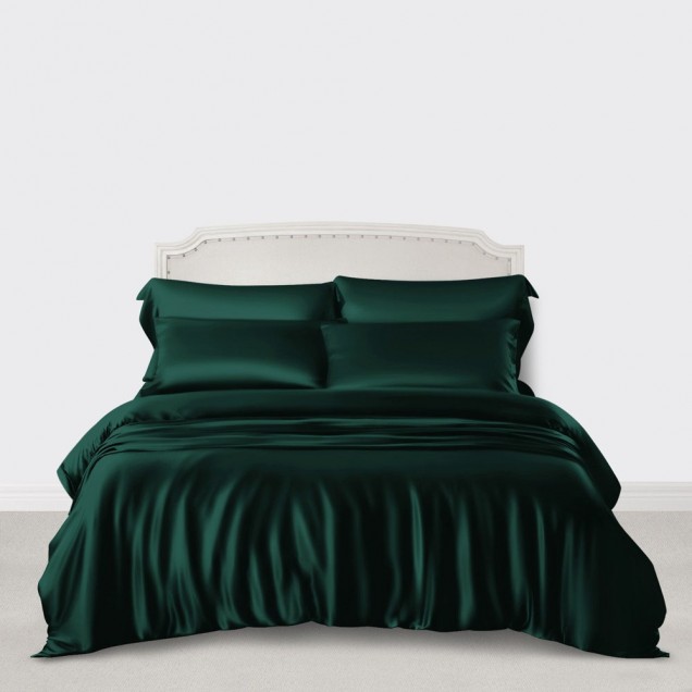 Dark Green 3 PCS 22 Momme Mulberry Silk Duvet Cover Set Canada Dark Green 3 PCS 22 Momme Mulberry Silk Duvet Cover Set Canada