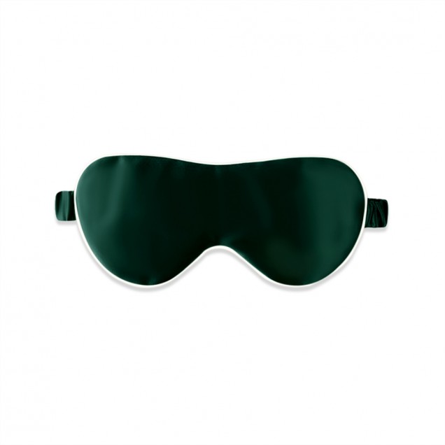 Dark Green & Ivory Suede Rose Silk Eye Mask Canada