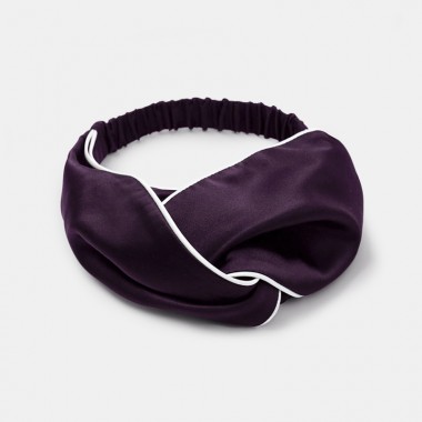 Dark Purple & Ivory Silk Headband Canada