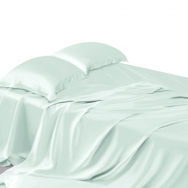Light Cyan 22 Momme Mulberry Silk Sheet Set Canada Light Cyan 22 Momme Mulberry Silk Sheet Set Canada