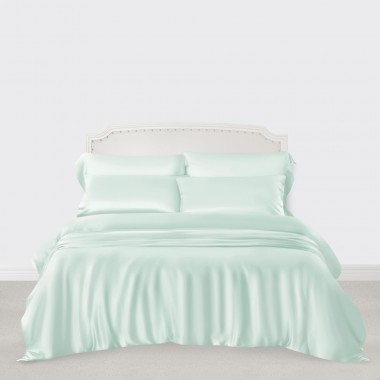 Light Cyan 3 PCS 22 Momme Mulberry Silk Duvet Cover Set Canada