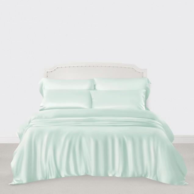 Light Cyan 3 PCS 22 Momme Mulberry Silk Duvet Cover Set Canada Light Cyan 3 PCS 22 Momme Mulberry Silk Duvet Cover Set Canada