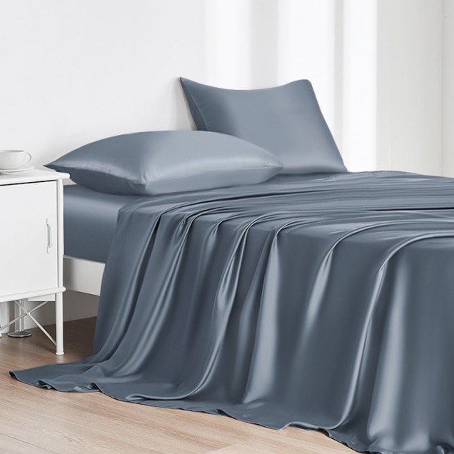 Misty Blue 22 Momme Mulberry Silk Flat Sheet Canada Misty Blue 22 Momme Mulberry Silk Flat Sheet Canada