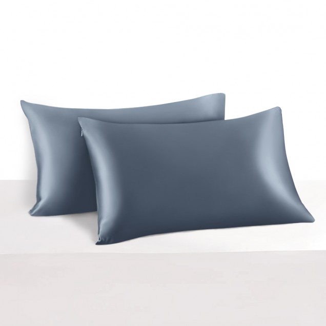 Misty Blue 22 Momme Mulberry Silk Pillowcase with Hidden Zipper Canada Misty Blue 22 Momme Mulberry Silk Pillowcase with Hidden Zipper Canada