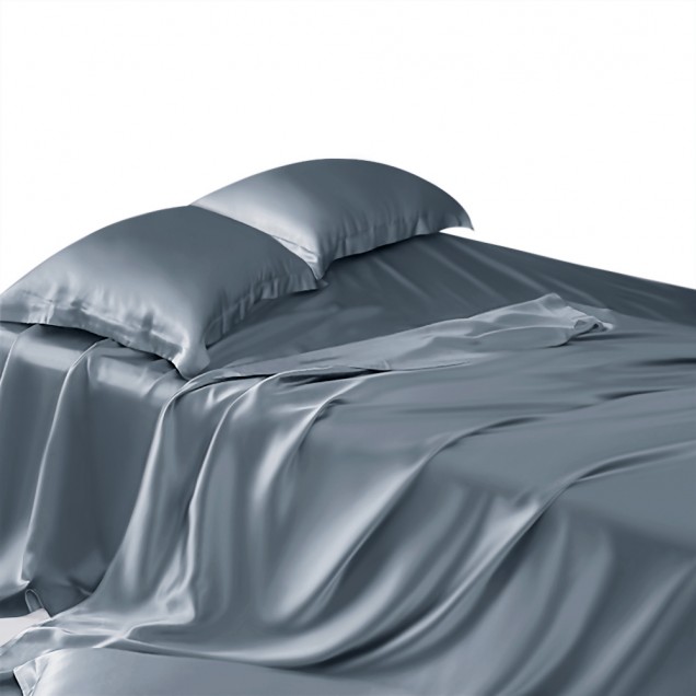 Misty Blue 22 Momme Mulberry Silk Sheet Set Canada Misty Blue 22 Momme Mulberry Silk Sheet Set Canada