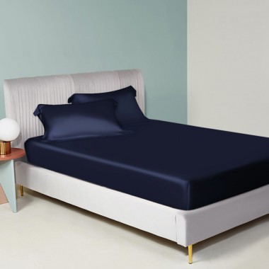 Navy 22 Momme Mulberry Silk Fitted Sheet Canada