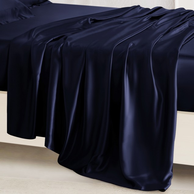 Navy 22 Momme Mulberry Silk Flat Sheet Canada Navy 22 Momme Mulberry Silk Flat Sheet Canada