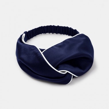 Navy & Ivory Silk Headband Canada