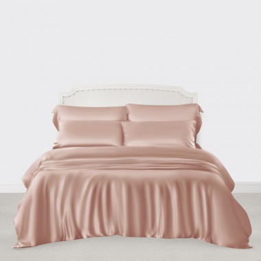 Pearl Pink 3 PCS 22 Momme Mulberry Silk Duvet Cover Set Canada