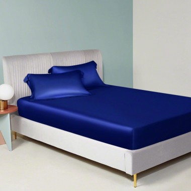 Royal Blue 22 Momme Mulberry Silk Fitted Sheet Canada