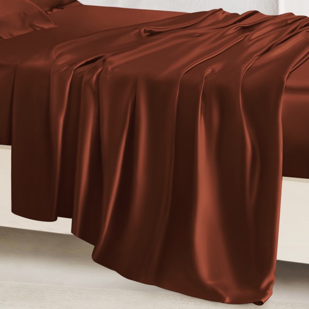Rust Red 22 Momme Mulberry Silk Flat Sheet Canada Rust Red 22 Momme Mulberry Silk Flat Sheet Canada