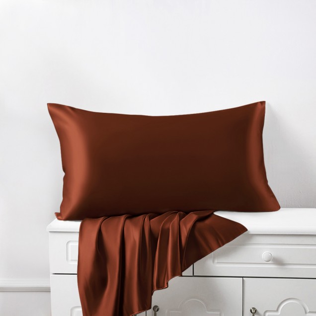 Rust Red 22 Momme Mulberry Silk Pillowcase with Hidden Zipper Canada Rust Red 22 Momme Mulberry Silk Pillowcase with Hidden Zipper Canada
