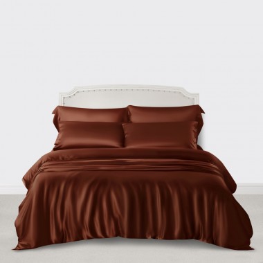 Rust Red 3 PCS 22 Momme Mulberry Silk Duvet Cover Set Canada