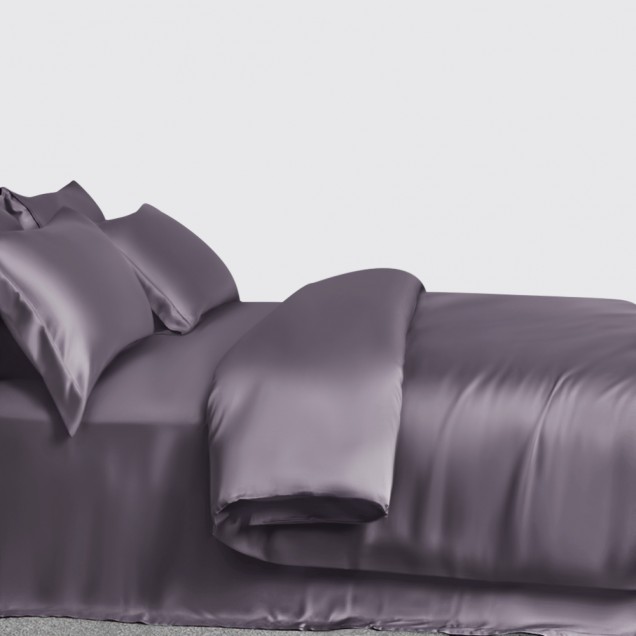 Slate Gray 3 PCS 22 Momme Mulberry Silk Duvet Cover Set Canada