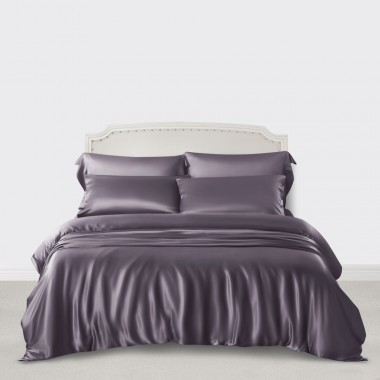 Slate Gray 3 PCS 22 Momme Mulberry Silk Duvet Cover Set Canada