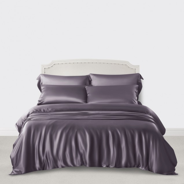 Slate Gray 3 PCS 22 Momme Mulberry Silk Duvet Cover Set Canada
