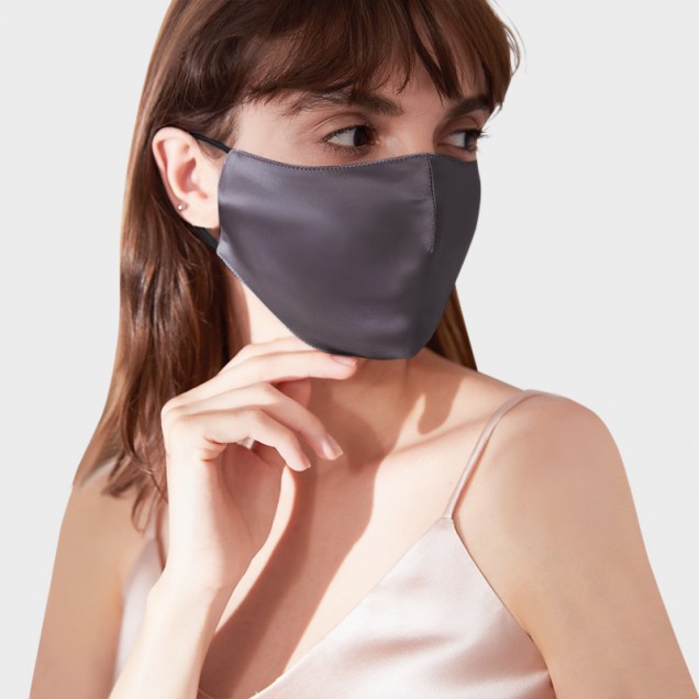Slate Gray & Black Double-Sided 22 Momme Silk Face Mask Canada Slate Gray & Black Double-Sided 22 Momme Silk Face Mask Canada